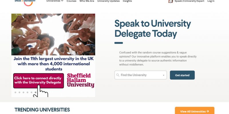 Speak2University Homepage